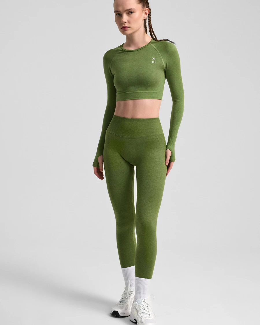 Definex Seamless Spor Crop Long — Olive