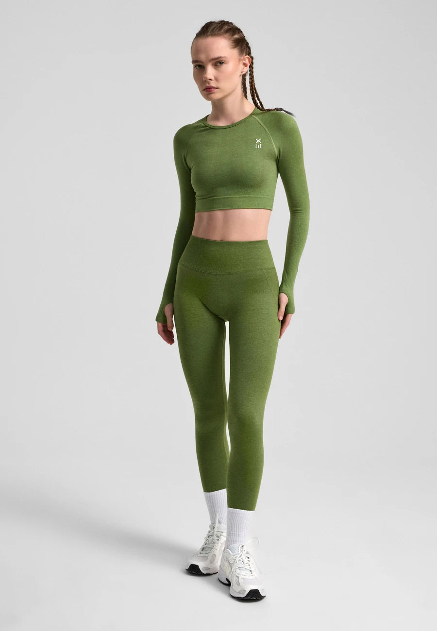 Definex Seamless Spor Crop Long — Olive