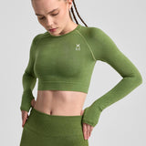 Definex Seamless Spor Crop Long — Olive, detay 2