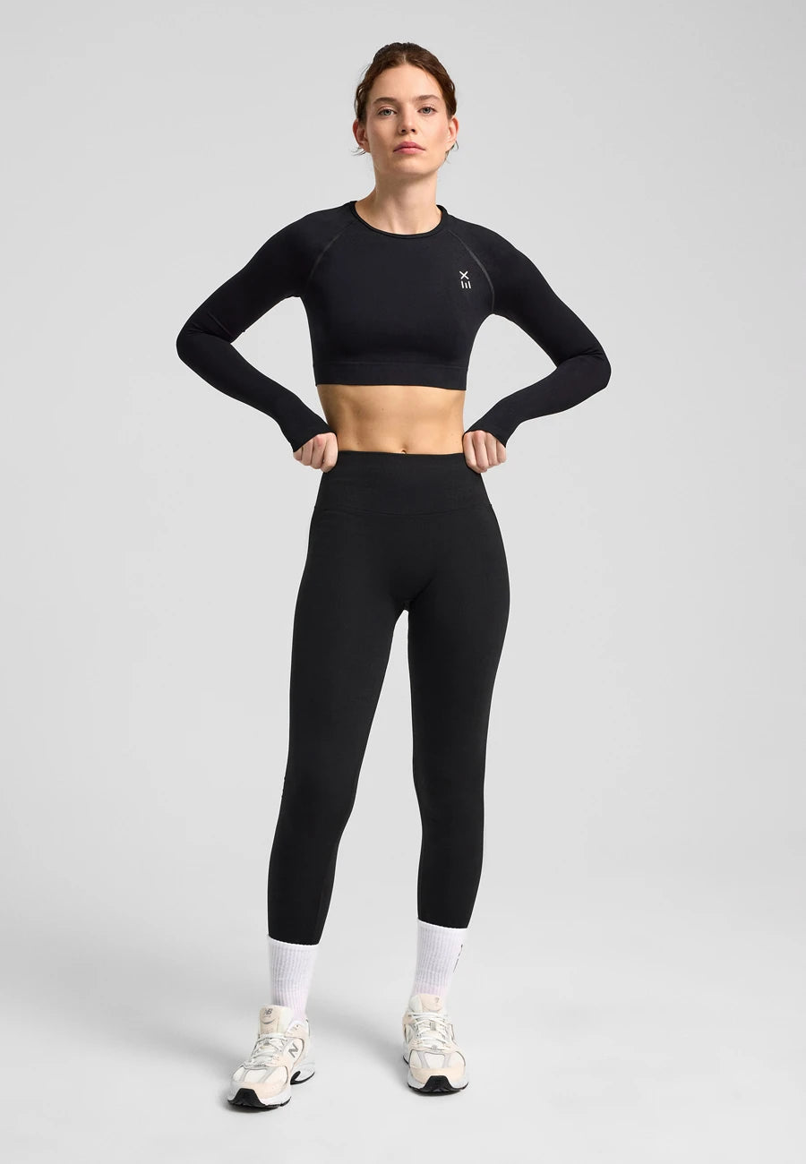 Definex Seamless Spor Crop Long — Siyah