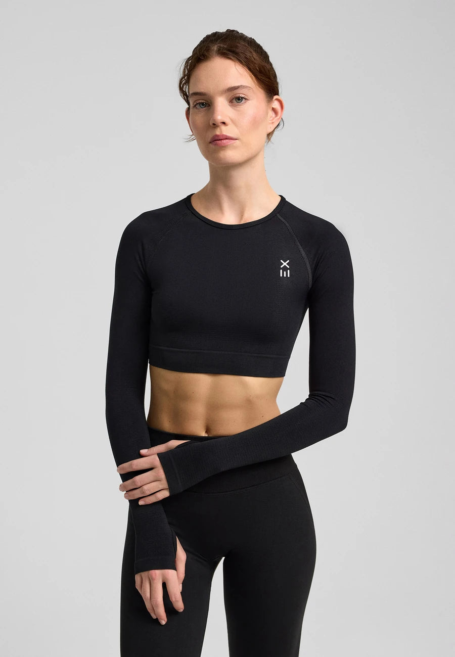 Definex Seamless Spor Crop Long — Siyah, detay 1