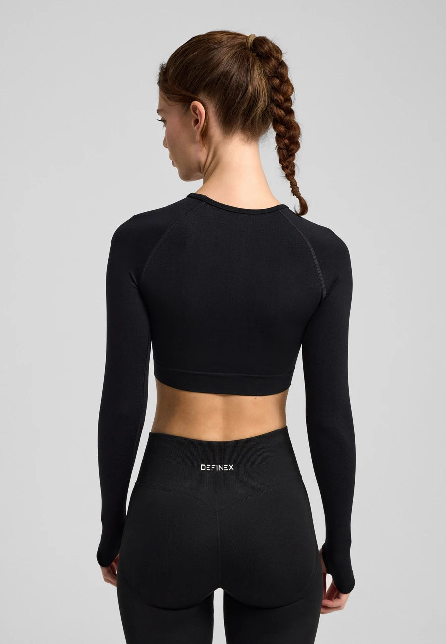 Definex Seamless Spor Crop Long — Siyah, detay 3