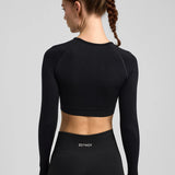 Definex Seamless Spor Crop Long — Siyah, detay 3
