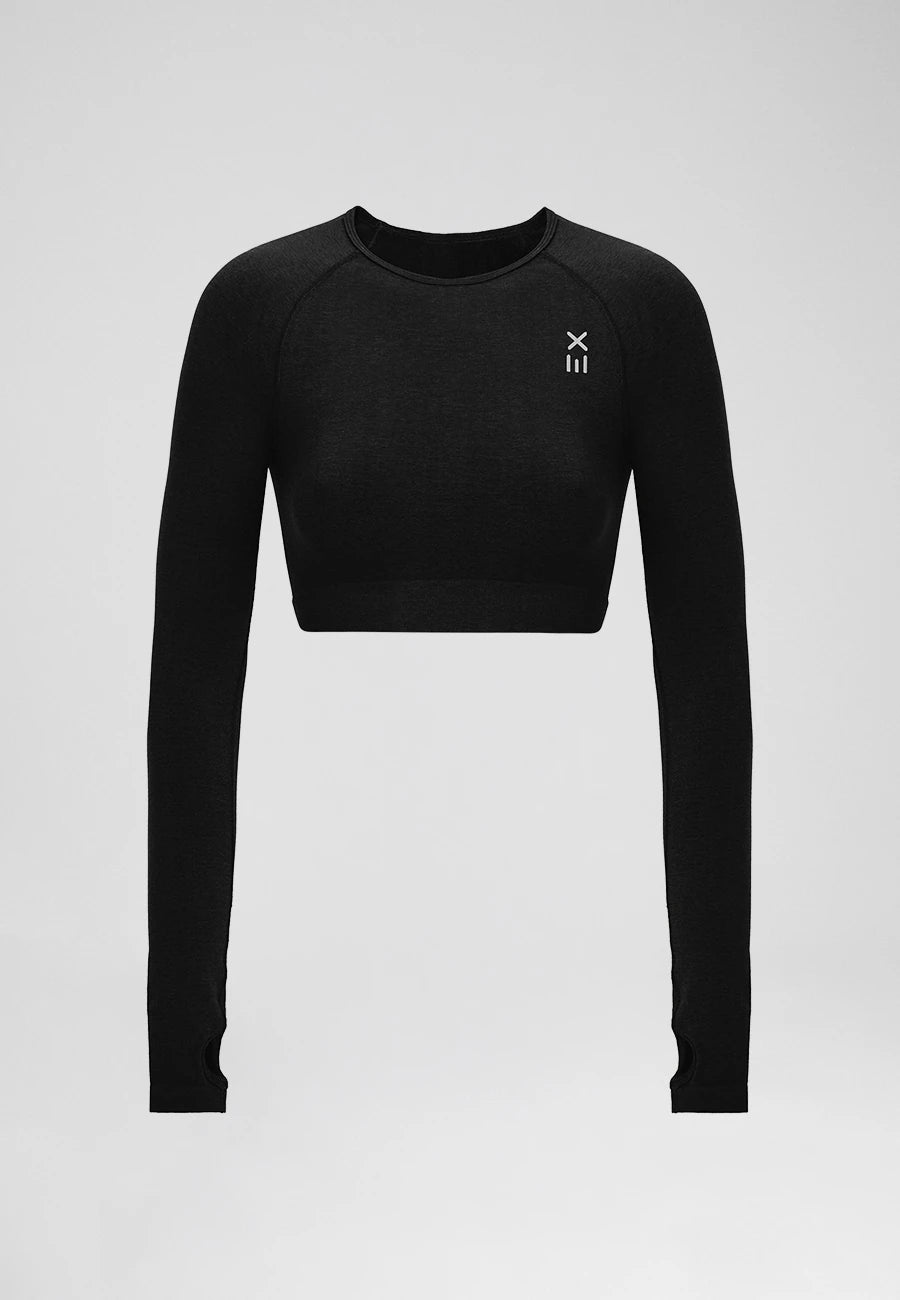 Definex Seamless Spor Crop Long — Siyah, detay 4