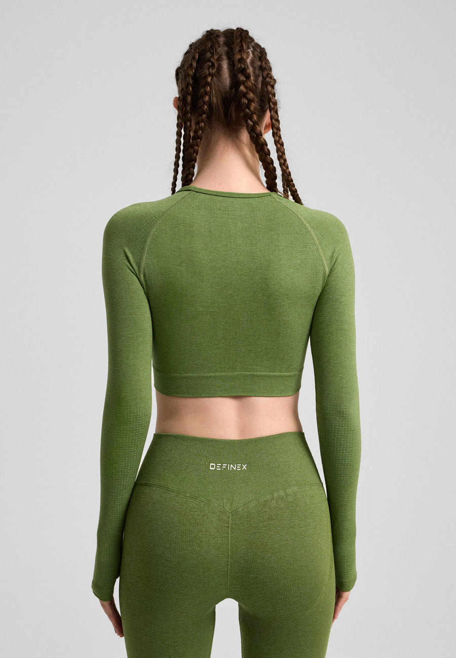 Definex Seamless Spor Crop Long — Olive, detay 2
