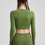 Definex Seamless Spor Crop Long — Olive, detay 2