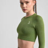 Definex Seamless Spor Crop Long — Olive, detay 3