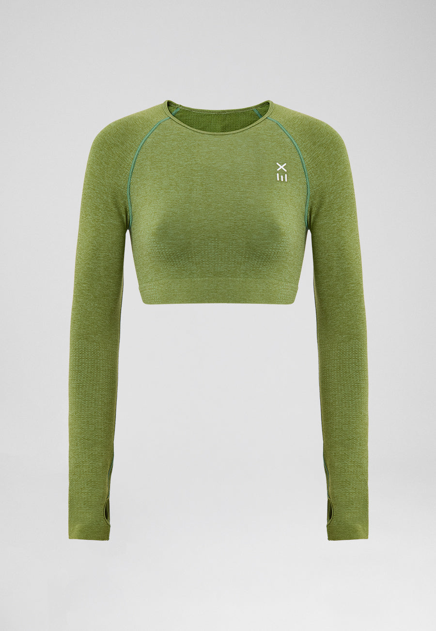 Definex Seamless Spor Crop Long — Olive, detay 4