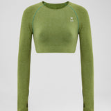Definex Seamless Spor Crop Long — Olive, detay 4