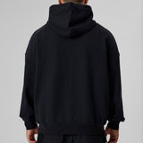 Definex Erkek Oversize Pamuklu Kapüşonlu Sweat — Siyah, detay 1