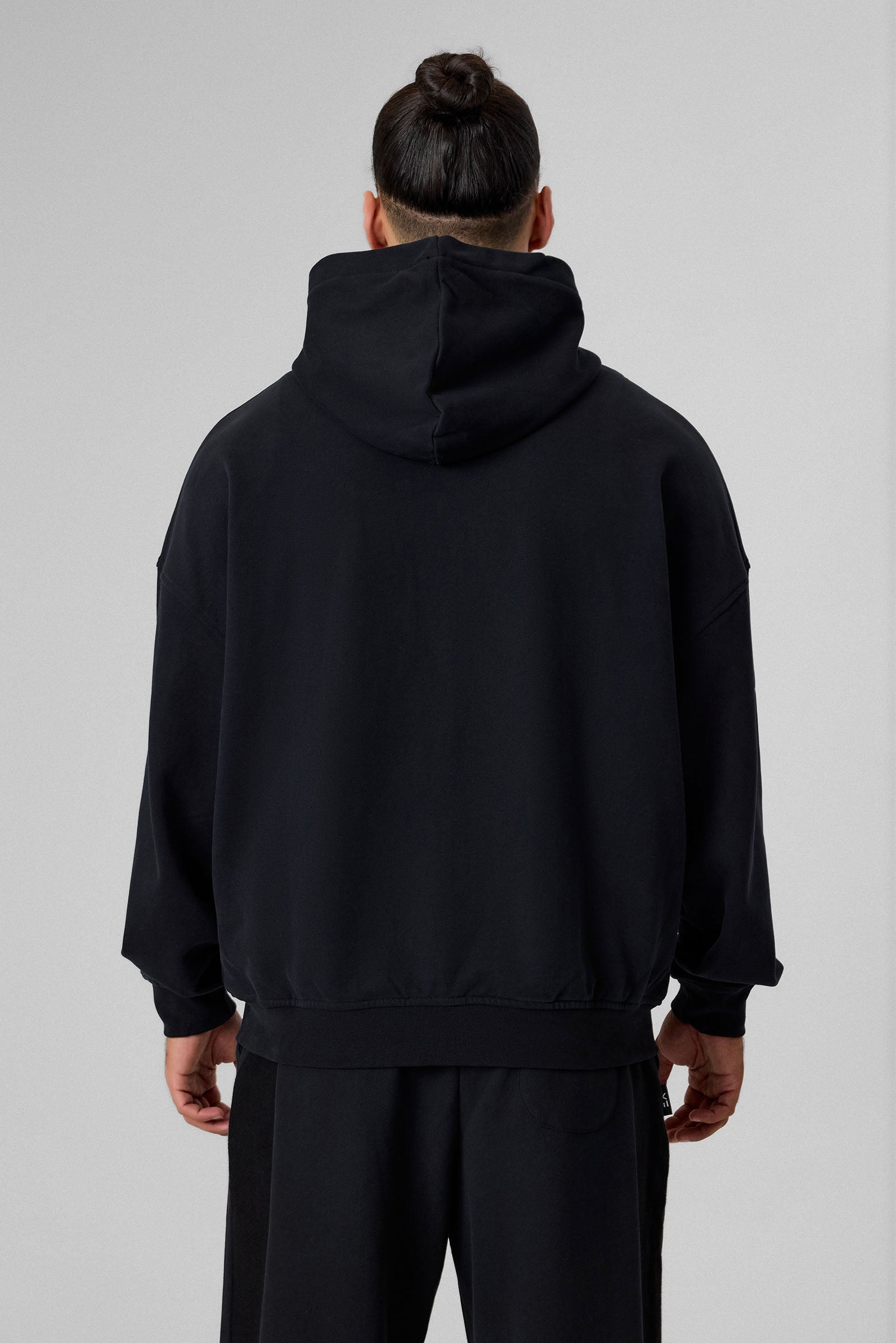 Definex Erkek Oversize Pamuklu Kapüşonlu Sweat — Siyah, detay 1