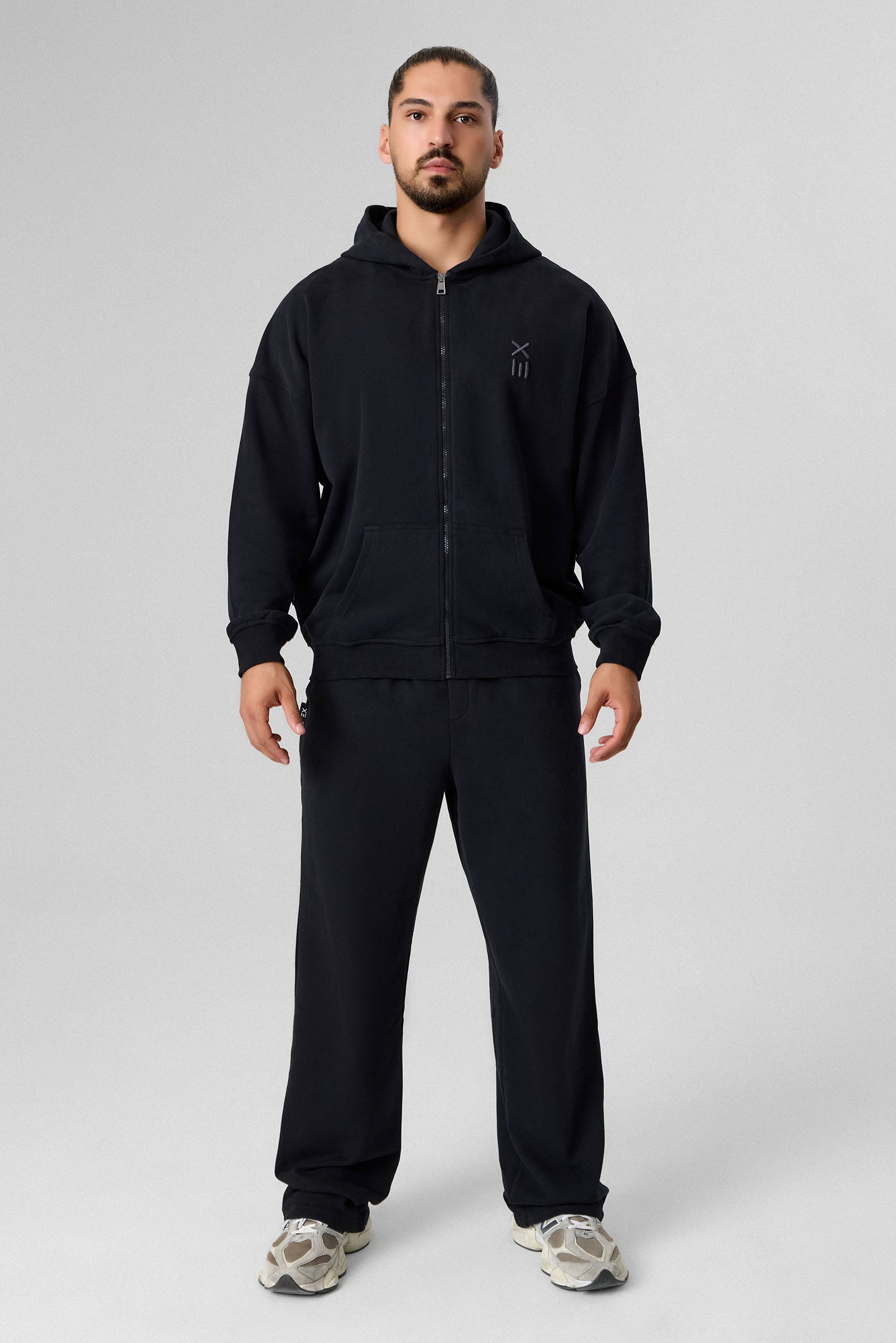 Definex Erkek Oversize Pamuklu Kapüşonlu Sweat — Siyah, detay 2