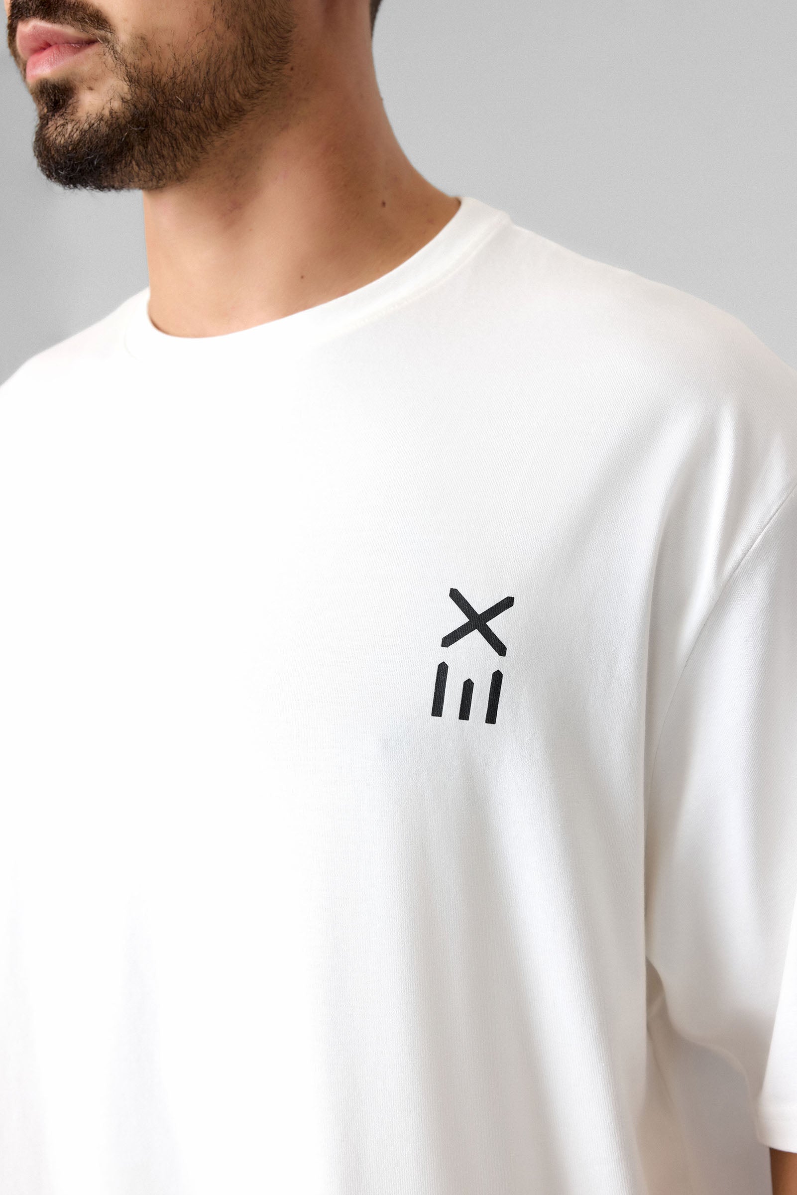 Definex Erkek Oversize T-Shirt — Beyaz, detay 3