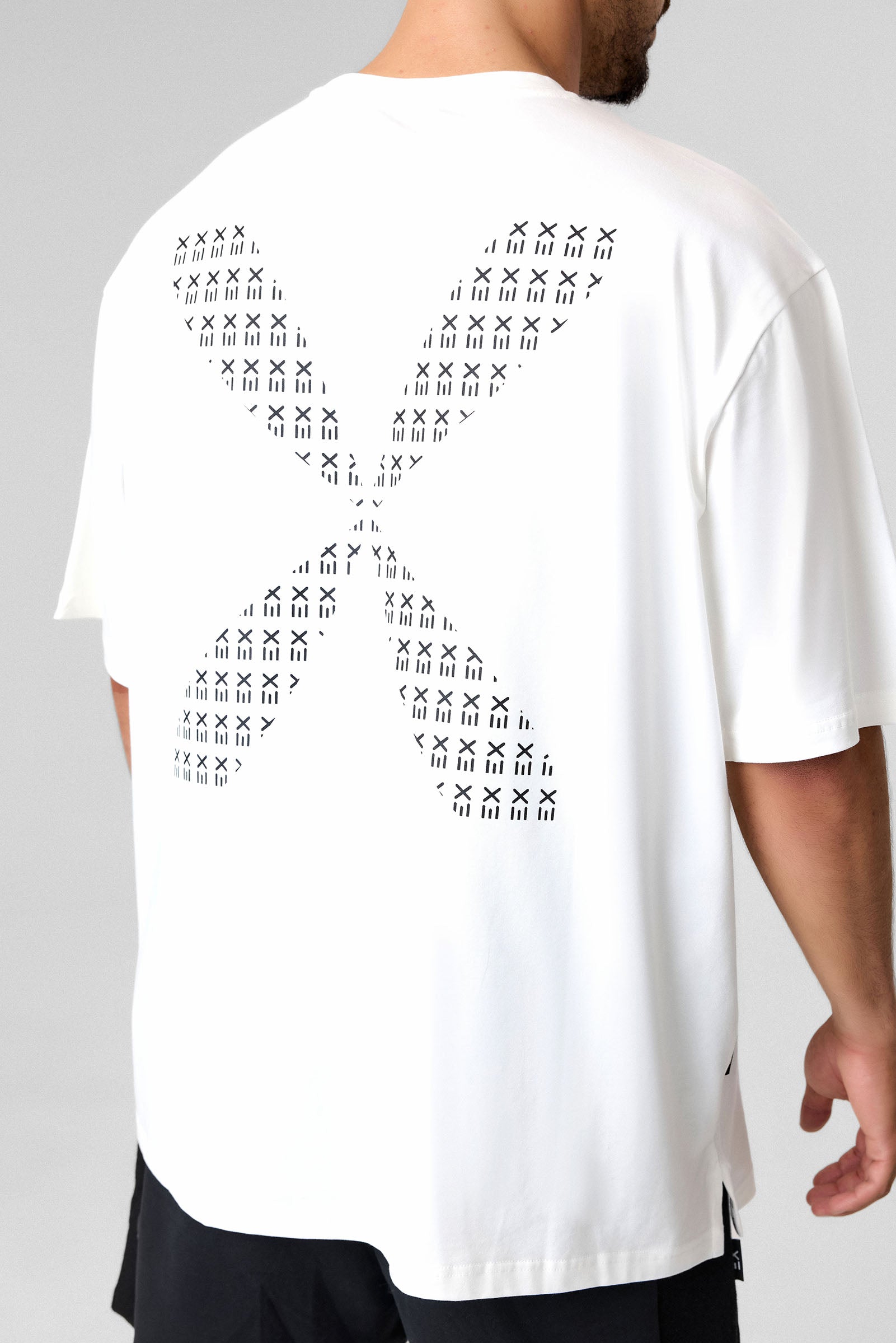 Definex Erkek Oversize T-Shirt — Beyaz, detay, 4