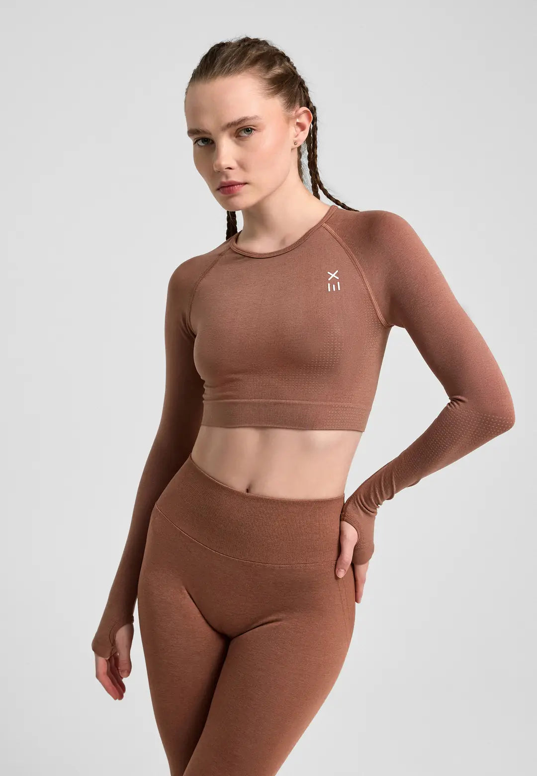 Definex Seamless Spor Crop Long — Mousse, detay 2