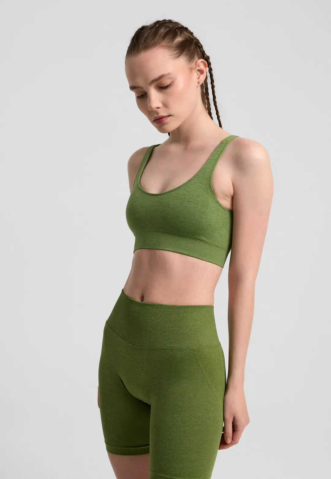 Definex Seamless Spor Tayt Şort — Olive, detay 2