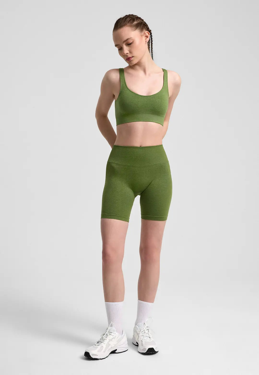 Definex Seamless Spor Tayt Şort — Olive, detay 4