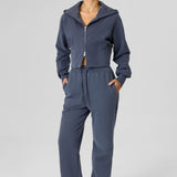 Definex Kadın Korse Fit Dual Zip Kapüşonlu Sweat — Antrasit