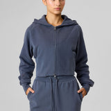 Definex Kadın Korse Fit Dual Zip Kapüşonlu Sweat — Antrasit, detay