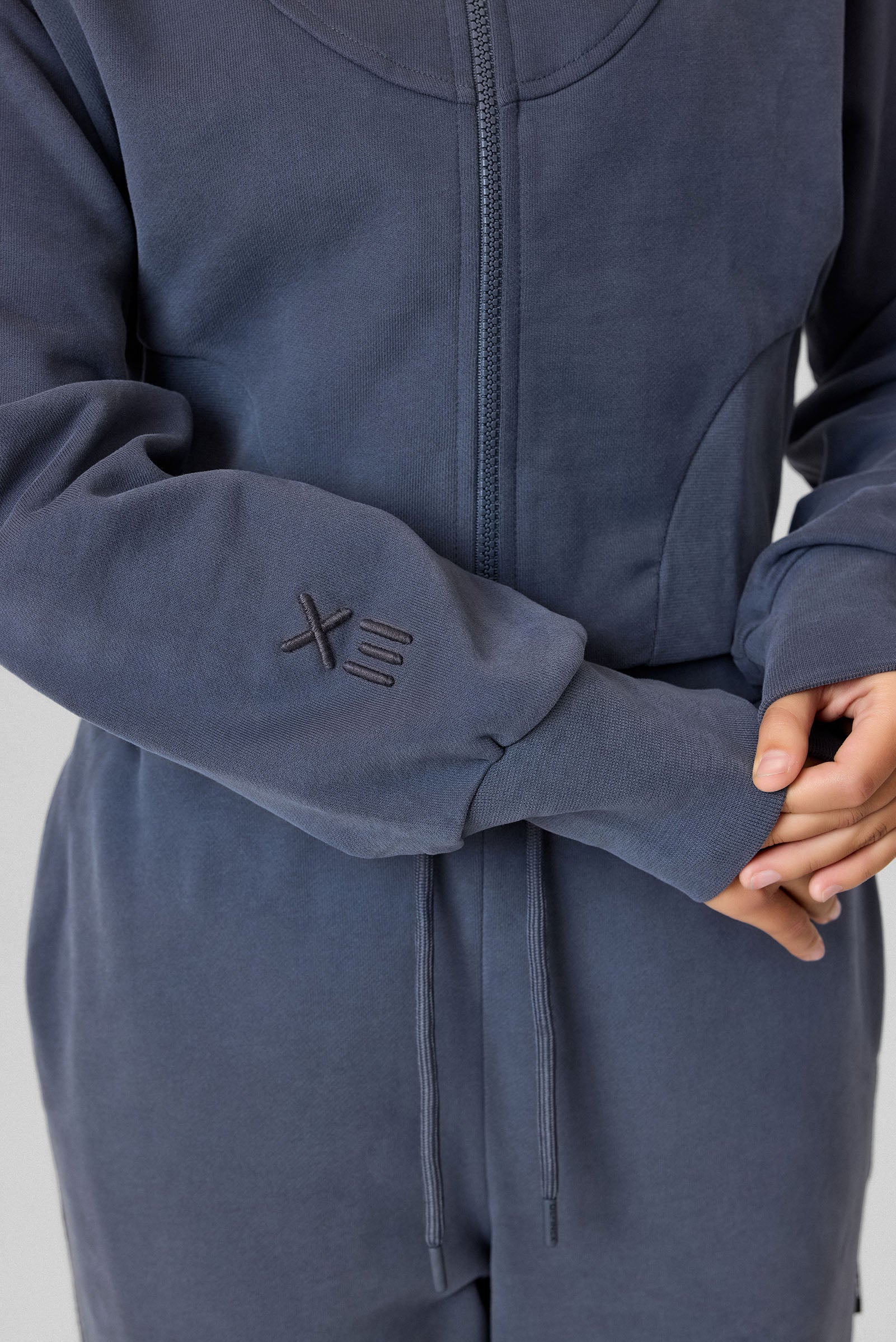 Definex Kadın Korse Fit Dual Zip Kapüşonlu Sweat — Antrasit, detay 3