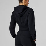 Definex Kadın Korse Fit Dual Zip Kapüşonlu Sweat — Siyah, detay 2