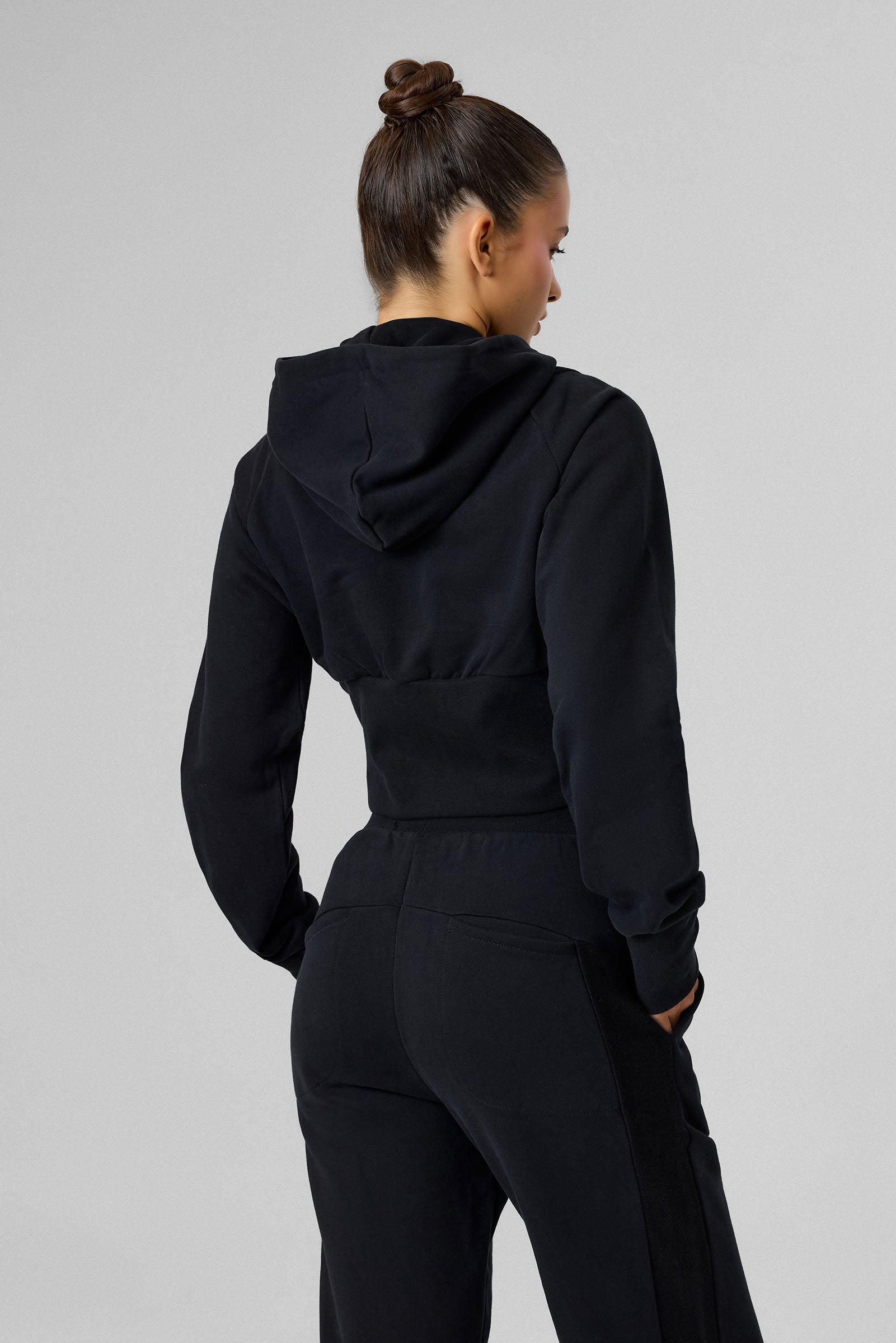 Definex Kadın Korse Fit Dual Zip Kapüşonlu Sweat — Siyah, detay 2
