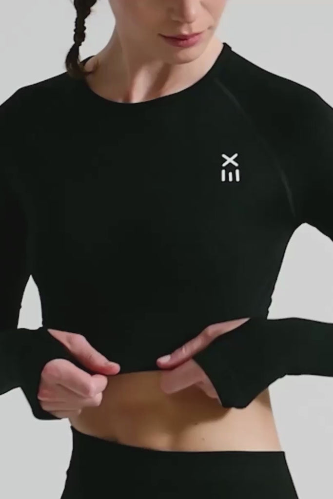 Definex Seamless Spor Crop Long — Siyah, Video 1