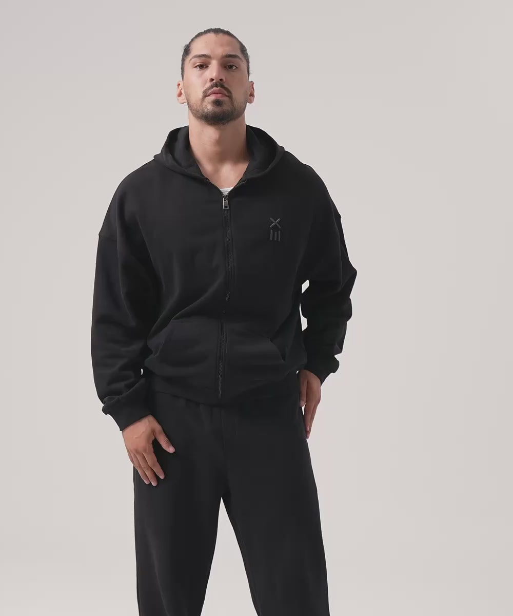 Definex Erkek Oversize Pamuklu Kapüşonlu Sweat — Siyah, Video 1
