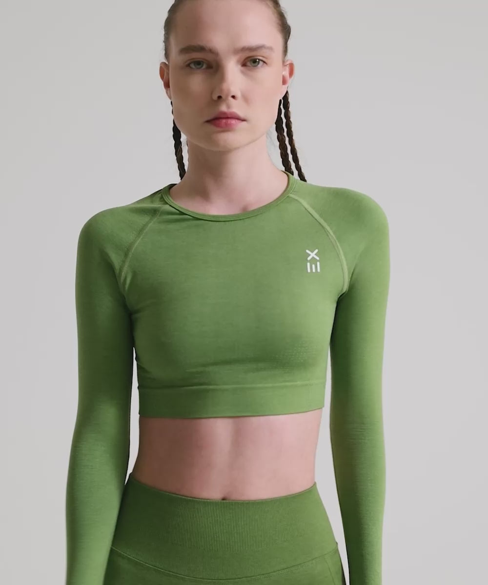 Definex Seamless Spor Crop Long — Olive, Video 1