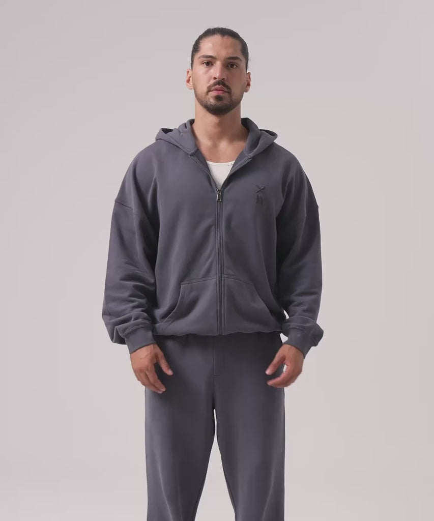 Definex Erkek Oversize Pamuklu Kapüşonlu Sweat — Antrasit, Video 1