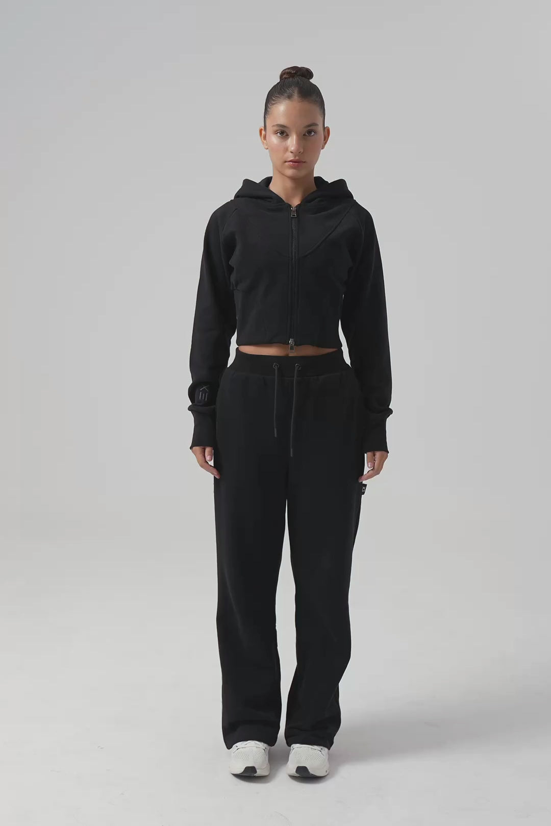 Definex Kadın Korse Fit Dual Zip Kapüşonlu Sweat — Siyah, Video 1