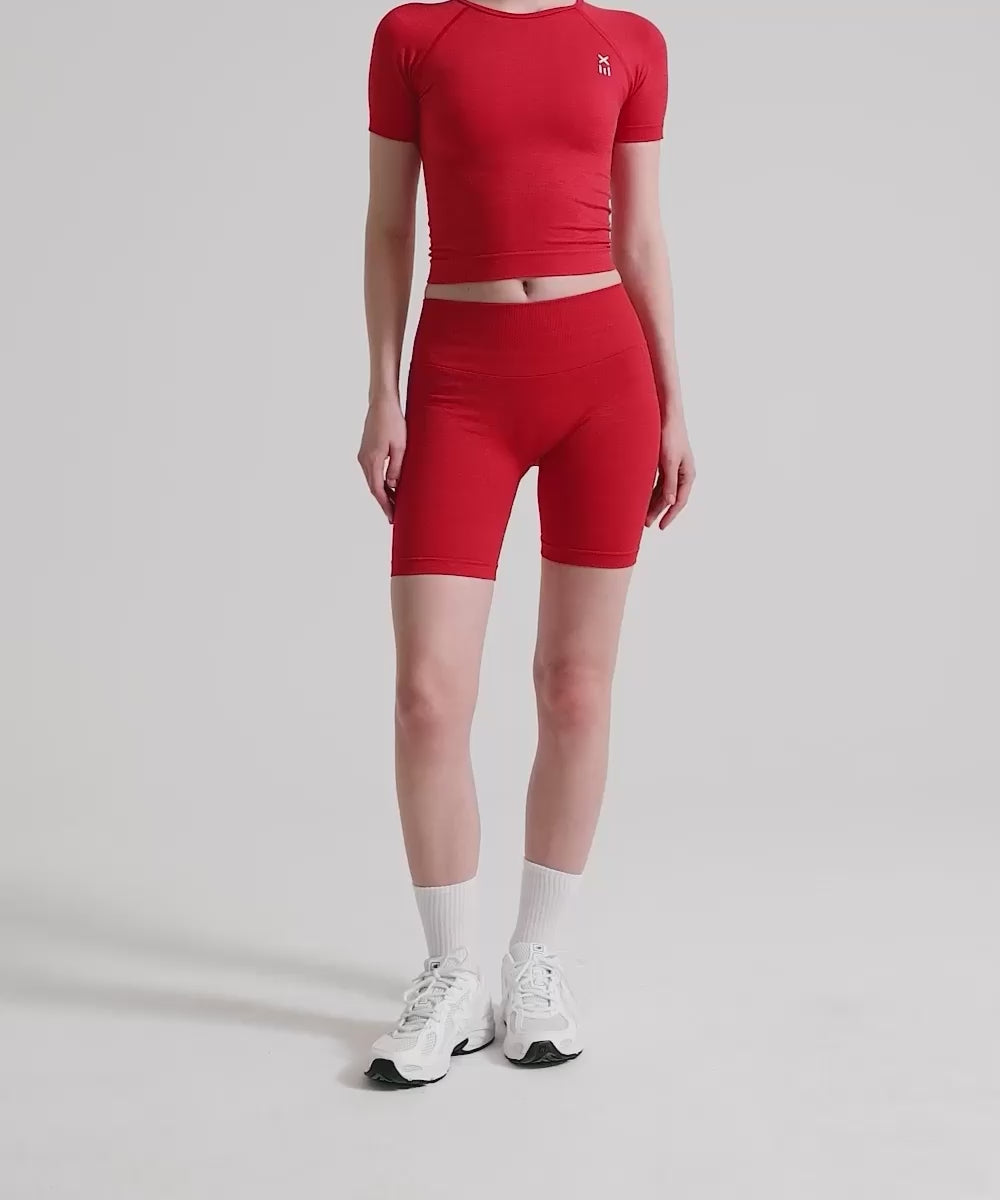 Definex Seamless Spor Tayt Şort — Scarlet, Video 1