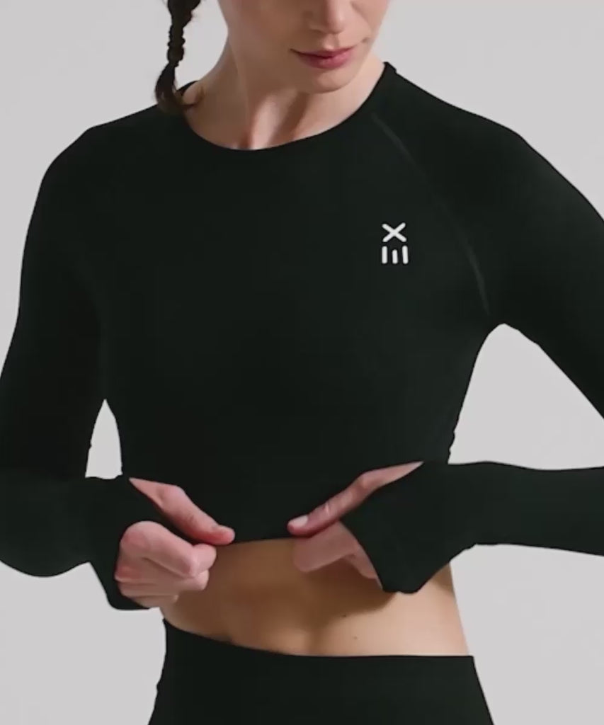 Definex Seamless Spor Crop Long — Siyah, Video 1