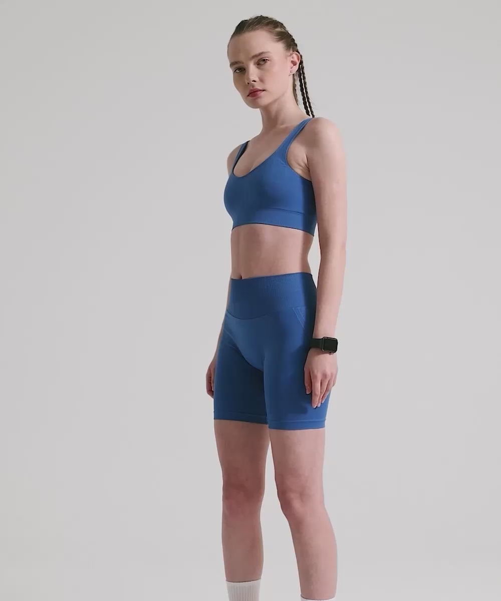 Definex Seamless Spor Tayt Şort — Mavi, Video 1