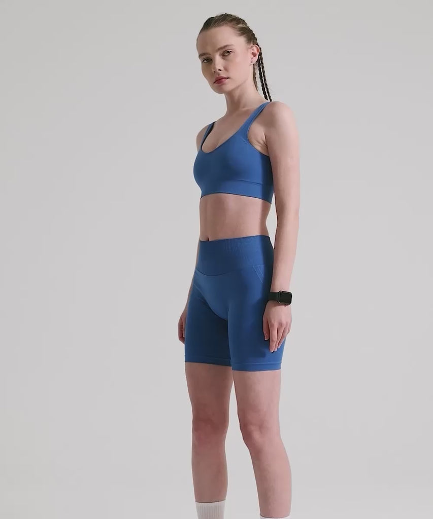 Definex Seamless Spor Tayt Şort — Mavi, Video 1