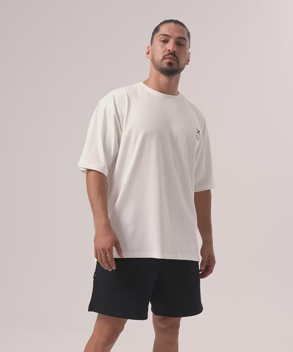 Definex Erkek Oversize T-Shirt — Beyaz, Video 1