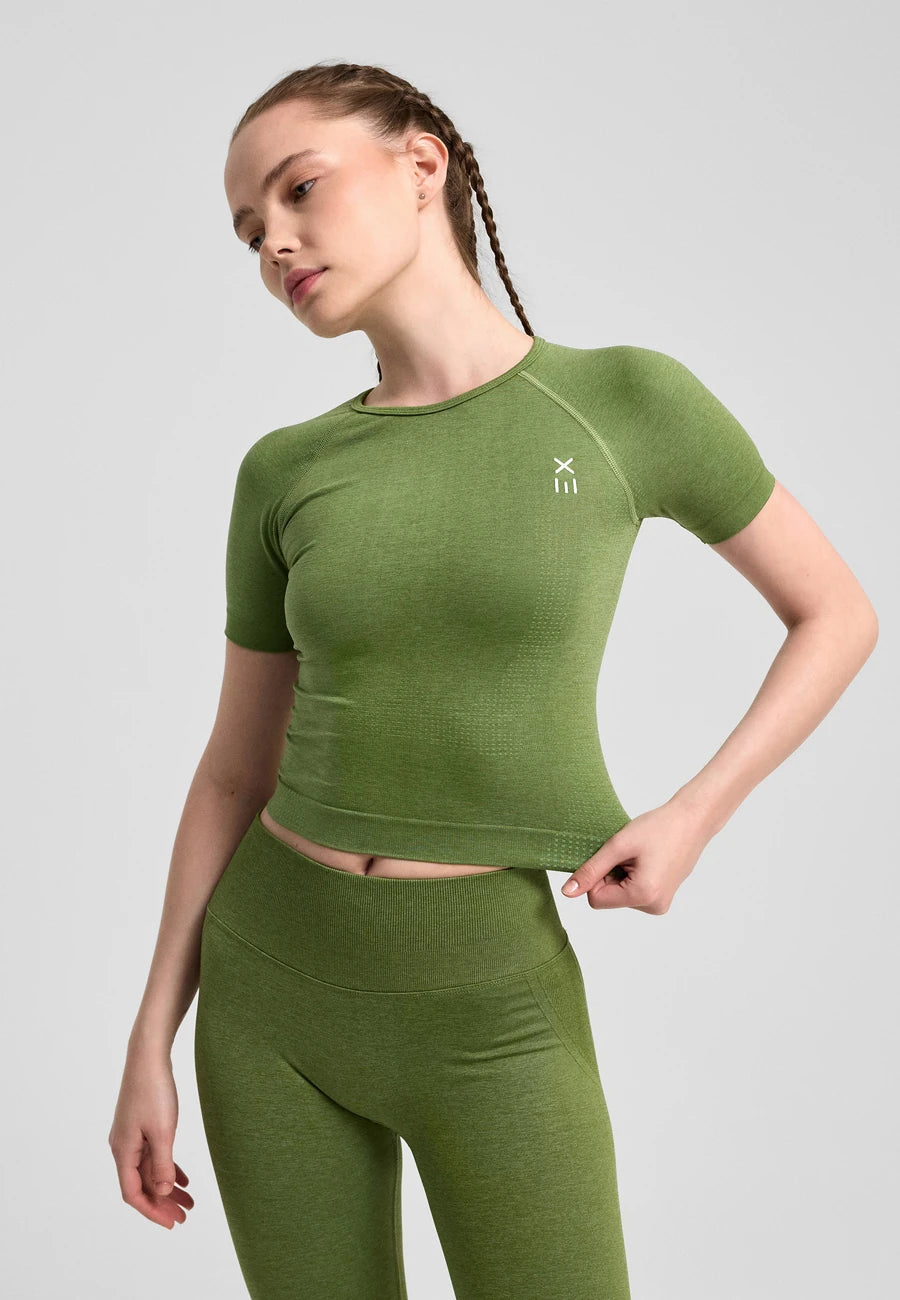Definex Seamless Spor T-shirt — Olive, detay 2